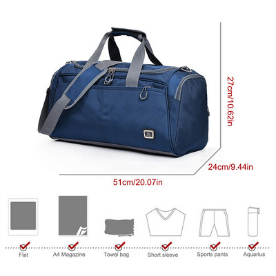 Oxford platnene vanjske putne torbe velikog kapaciteta, cilindrične torbe za rame, sklopivi, podesivi remen za nošenje, muška sportska torba za teretanu