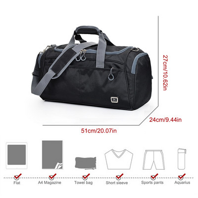 Oxford platnene vanjske putne torbe velikog kapaciteta, cilindrične torbe za rame, sklopivi, podesivi remen za nošenje, muška sportska torba za teretanu