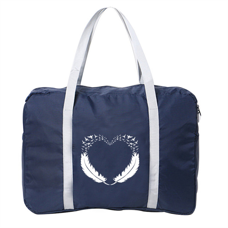 Sklopiva putna torba velikog kapaciteta, prijenosna, lagana, s printom perja, pohrana na rame, sklopiva torba, velika prtljaga, uniseks ručne torbe