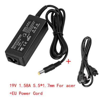 ΝΕΟ Τροφοδοτικό EU Power Cord +19V 1.58A 5.5*1.7mm Για acer aspire one ZG8 ZE6 ZE7 X108 A110L A110X Power Adapter For Laptop