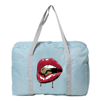 Najlonska sklopiva putna torba Prtljaga Ženske vodootporne torbe Ručna torba s ispisom na ustima Odjeća za pohranu Unisex torbe velikog kapaciteta
