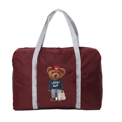 Genți de călătorie pliabile din nailon 2022 pentru femei Geantă de mare capacitate Bagaj Genți de mână impermeabile unisex cu model de urs pentru bărbați.