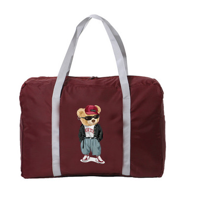 Genți de călătorie pliabile din nailon 2022 pentru femei Geantă de mare capacitate Bagaj Genți de mână impermeabile unisex cu model de urs pentru bărbați.