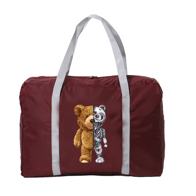 Genți de călătorie pliabile din nailon 2022 pentru femei Geantă de mare capacitate Bagaj Genți de mână impermeabile unisex cu model de urs pentru bărbați.