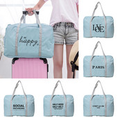 Putna torba velikog kapaciteta s tekstom za dame Vikend organizator Ručna prtljaga Tote Spremište odjeće Nove sklopive najlonske ženske putne torbe