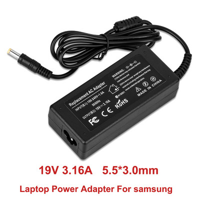 19V 3.16A 5.5*3.0mm AC захранващ адаптер за лаптоп за samsung R429 RV411 R428 RV415 RV420 RV515 R540 R510 R522 R530 зарядно устройство за лаптоп