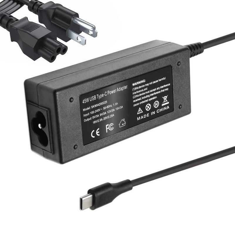 45 W Praktično napajanje Punjač za prijenosna računala Izdržljivi ABS US EU utikač USB C Brzi kućni ured Višestruka zaštita Prikladno za Chromebook X360