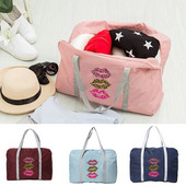 Geantă de călătorie pliabilă pentru femei Bagaje în aer liber Accesorii de depozitare a îmbrăcămintei Genți de nailon cu imprimeu la gură Pachet duffle rezistent la umiditate