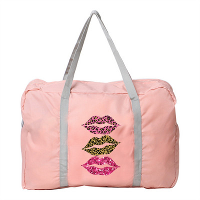 Geantă de călătorie pliabilă pentru femei Bagaje în aer liber Accesorii de depozitare a îmbrăcămintei Genți de nailon cu imprimeu la gură Pachet duffle rezistent la umiditate