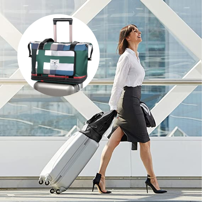 Női utazótáska hétvégi éjszakánként hordható válltáska edzőtermi hordtáska, száraz, nedves elválasztótáska, nagy kapacitású összecsukható