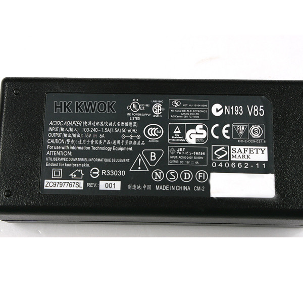 AC adapter 15 V 6 A 90 W 6,3 x 3,0 mm za Toshiba Satellite A100-049 F20 F30 punjač za prijenosna računala + EU utikač Kabel za mrežnu bateriju Napajanje