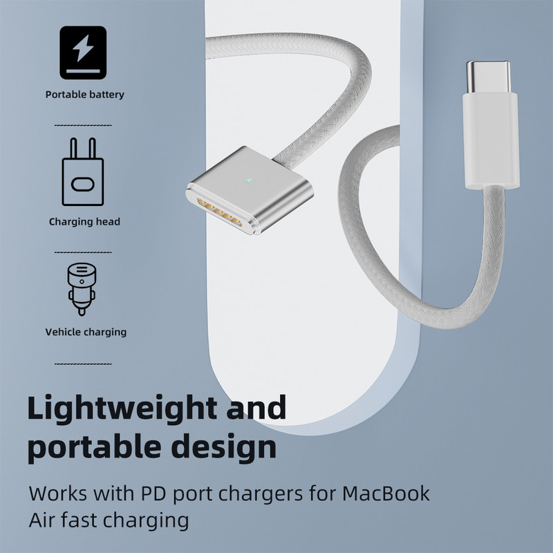 Za MacBook Air Pro A2442 A2485 A2681 PD 140W Quick Charge Kabel za punjenje Type-C u Magsafe3 Kabel za konverziju Magnetski adapter