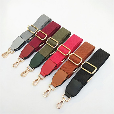 Luxury Pure Color Cotton Webbing With Pu Leather Long Shoulder Strap Adjustable Shoulder Messenger Bag Accessory Bag Obag