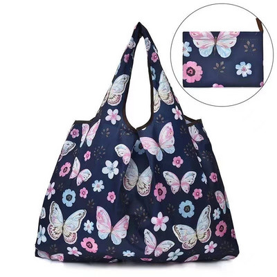 Újrahasználható élelmiszer-táskák Nagy, mosható bevásárlótáskák Összehajtható, környezetbarát nejlon, nagy teherbírású zsebes kézitáskák