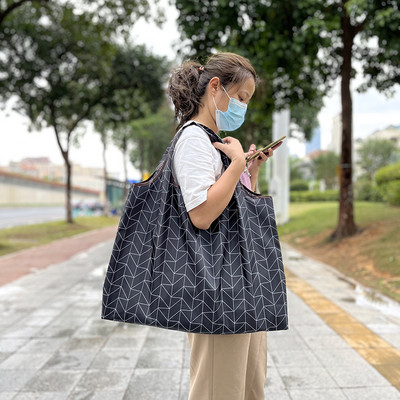 Újrahasználható élelmiszer-táskák Nagy, mosható bevásárlótáskák Összehajtható, környezetbarát nejlon, nagy teherbírású zsebes kézitáskák