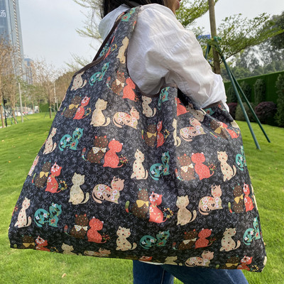 Pink Cartoon didelės talpos daugkartinis bakalėjos pirkinių krepšys Rankinė Sulankstomas ekologiškas moteriškas plaunamas dovanų krepšys