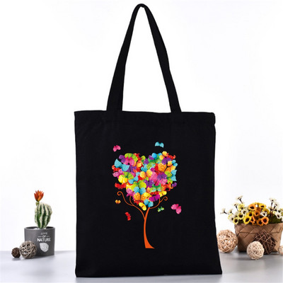 Ženska platnena torba na rame Fashion Butterfly Series Tote Shopper Bags Eko organizator Velike ručne torbe Sklopivi paket za kupovinu namirnica