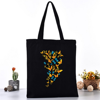 Ženska platnena torba na rame Fashion Butterfly Series Tote Shopper Bags Eko organizator Velike ručne torbe Sklopivi paket za kupovinu namirnica