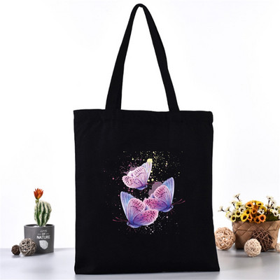 Ženska platnena torba na rame Fashion Butterfly Series Tote Shopper Bags Eko organizator Velike ručne torbe Sklopivi paket za kupovinu namirnica