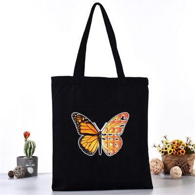 Ženska platnena torba na rame Fashion Butterfly Series Tote Shopper Bags Eko organizator Velike ručne torbe Sklopivi paket za kupovinu namirnica