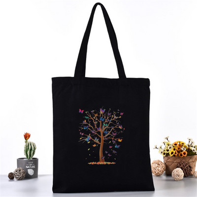 Ženska platnena torba na rame Fashion Butterfly Series Tote Shopper Bags Eko organizator Velike ručne torbe Sklopivi paket za kupovinu namirnica