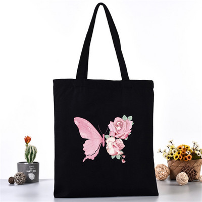 Ženska platnena torba na rame Fashion Butterfly Series Tote Shopper Bags Eko organizator Velike ručne torbe Sklopivi paket za kupovinu namirnica
