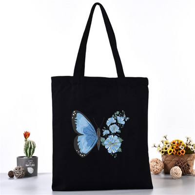 Ženska platnena torba na rame Fashion Butterfly Series Tote Shopper Bags Eko organizator Velike ručne torbe Sklopivi paket za kupovinu namirnica