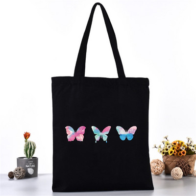 Ženska platnena torba na rame Fashion Butterfly Series Tote Shopper Bags Eko organizator Velike ručne torbe Sklopivi paket za kupovinu namirnica