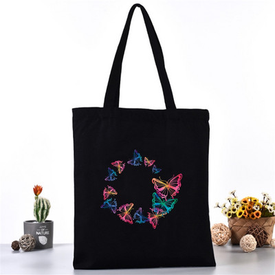 Ženska platnena torba na rame Fashion Butterfly Series Tote Shopper Bags Eko organizator Velike ručne torbe Sklopivi paket za kupovinu namirnica