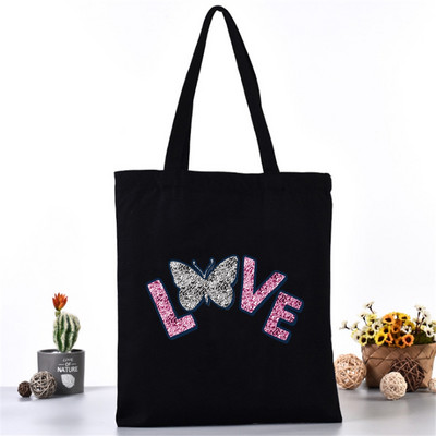 Ženska platnena torba na rame Fashion Butterfly Series Tote Shopper Bags Eko organizator Velike ručne torbe Sklopivi paket za kupovinu namirnica