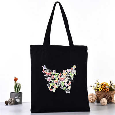 Ženska platnena torba na rame Fashion Butterfly Series Tote Shopper Bags Eko organizator Velike ručne torbe Sklopivi paket za kupovinu namirnica