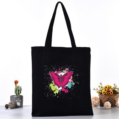 Ženska platnena torba na rame Fashion Butterfly Series Tote Shopper Bags Eko organizator Velike ručne torbe Sklopivi paket za kupovinu namirnica