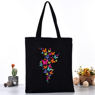 Ženska platnena torba na rame Fashion Butterfly Series Tote Shopper Bags Eko organizator Velike ručne torbe Sklopivi paket za kupovinu namirnica
