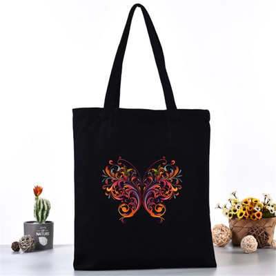 Ženska platnena torba na rame Fashion Butterfly Series Tote Shopper Bags Eko organizator Velike ručne torbe Sklopivi paket za kupovinu namirnica