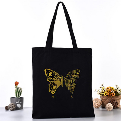 Ženska platnena torba na rame Fashion Butterfly Series Tote Shopper Bags Eko organizator Velike ručne torbe Sklopivi paket za kupovinu namirnica