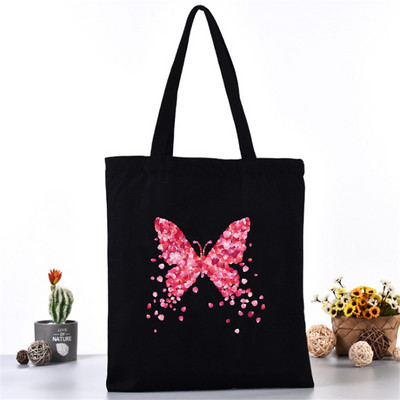 Ženska platnena torba na rame Fashion Butterfly Series Tote Shopper Bags Eko organizator Velike ručne torbe Sklopivi paket za kupovinu namirnica