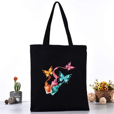 Ženska platnena torba na rame Fashion Butterfly Series Tote Shopper Bags Eko organizator Velike ručne torbe Sklopivi paket za kupovinu namirnica