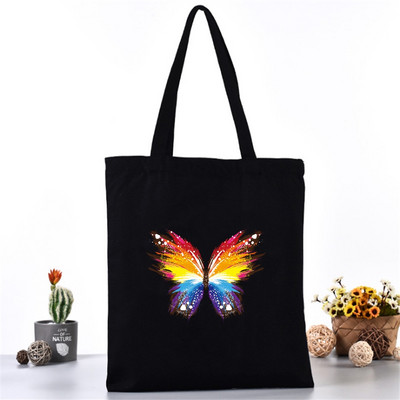 Ženska platnena torba na rame Fashion Butterfly Series Tote Shopper Bags Eko organizator Velike ručne torbe Sklopivi paket za kupovinu namirnica