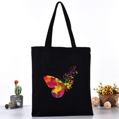 Ženska platnena torba na rame Fashion Butterfly Series Tote Shopper Bags Eko organizator Velike ručne torbe Sklopivi paket za kupovinu namirnica