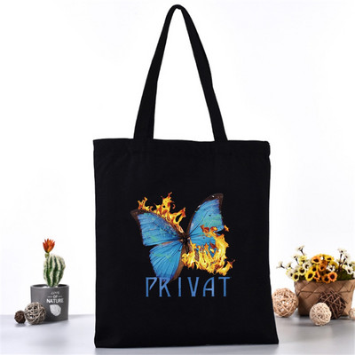 Ženska platnena torba na rame Fashion Butterfly Series Tote Shopper Bags Eko organizator Velike ručne torbe Sklopivi paket za kupovinu namirnica