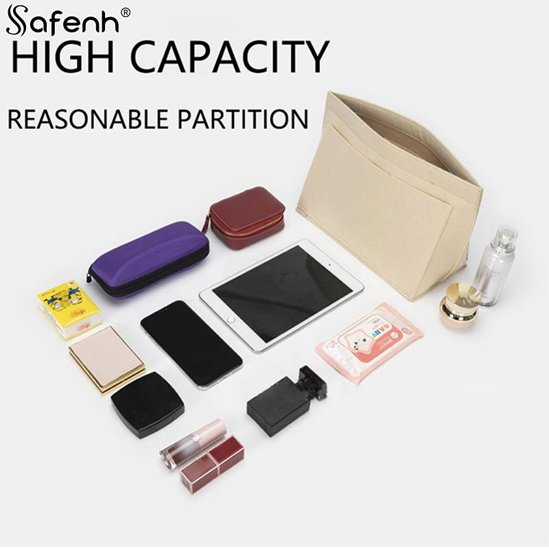 1 bucă geantă cu inserție din pâslă, se potrivește pentru geanta de căptușeală pentru genți Longchamp, din pânză din pânză, suport pentru geanta de machiaj, organizator portabil de călătorie