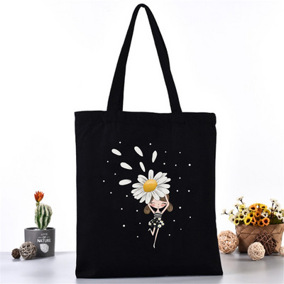 Moterų pečių krepšys Drobinis krepšys Harajuku pirkinių krepšiai 2020 m. Nauja mada Laisvalaikio rankinės Bakalėjos krepšelis Merginoms margainių spausdinimas