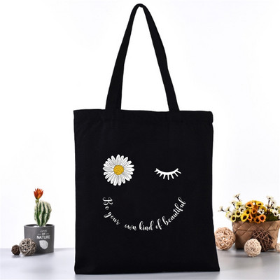 Moterų pečių krepšys Drobinis krepšys Harajuku pirkinių krepšiai 2020 m. Nauja mada Laisvalaikio rankinės Bakalėjos krepšelis Merginoms margainių spausdinimas