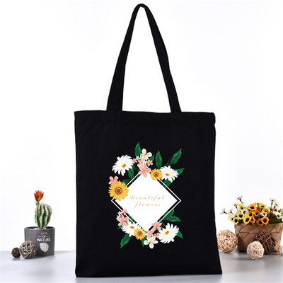 Moterų pečių krepšys Drobinis krepšys Harajuku pirkinių krepšiai 2020 m. Nauja mada Laisvalaikio rankinės Bakalėjos krepšelis Merginoms margainių spausdinimas