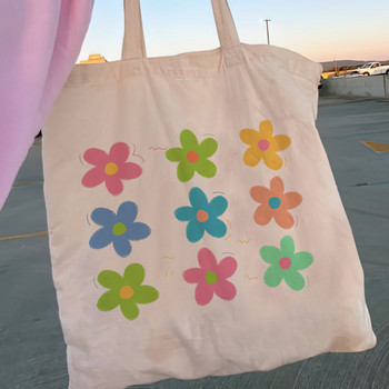 Γυναικεία Shopper Y2K θετικά γράμματα Canvas Shopper Bag Τσάντα για κορίτσια Tote Shoulder Lady Bag