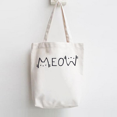 Macska Könyvek Kávé Szerelem Nyomtat Vásárló Kézitáskák Váll Divat Vászon Alkalmi vásárlás Lányok Női Grafikus táska