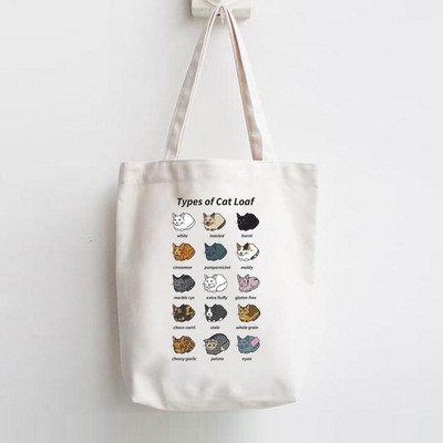 Macska Könyvek Kávé Szerelem Nyomtat Vásárló Kézitáskák Váll Divat Vászon Alkalmi vásárlás Lányok Női Grafikus táska