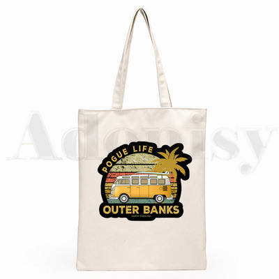 Pogue Life Outer Banks TV Ulzzang Graphic Hipster Cartoon Print Shopping Bags Djevojačka moda Casual Pacakge Ručna torba