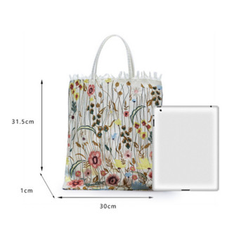 1Pc Fashion Tote Καλοκαιρινό Νέο Στιλ Διχτυωτό Πλήρες Κέντημα Λουλούδια Clear Shoulder Bag Ρομαντική τσάντα γυναικεία οικολογική τσάντα αγορών 2023