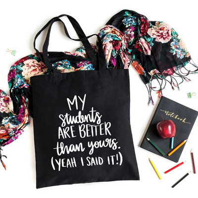 Ja sam učitelj Koja je tvoja supermoć Učiteljski život Platnena crna torba za kupovinu Višekratna torba za knjige Poklon torba